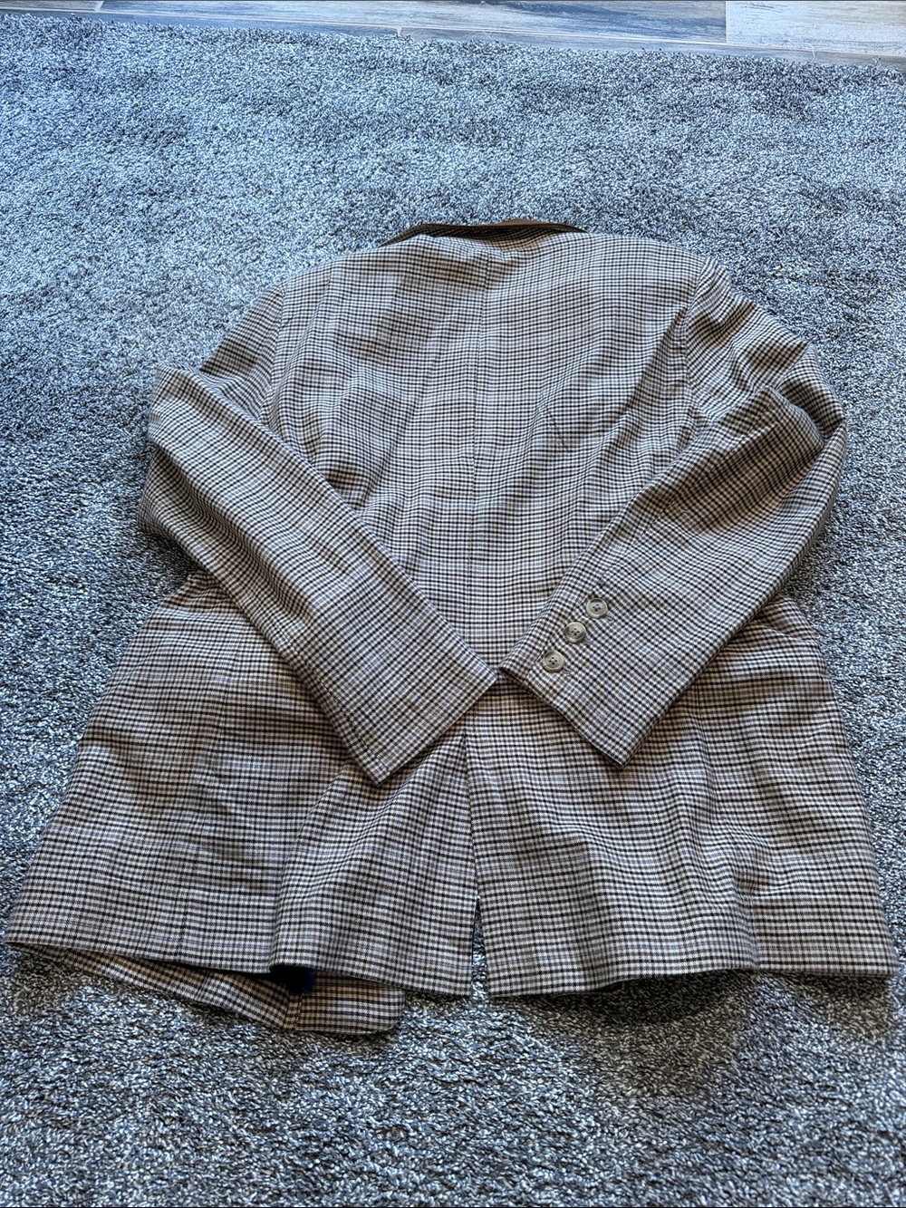 Brown Plaid Tailored Jacket with Suede Pockets - Picture 4 of 5